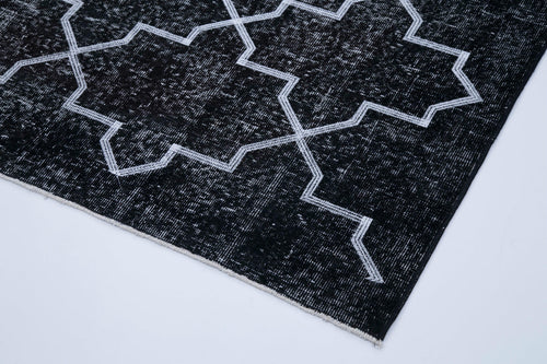 Geometric Carpet Siyah Geometrik Pamuk Yün El Dokuma Halısı 146x375 Agacan