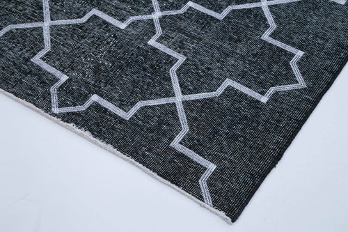 Geometric Carpet Gri Geometrik Pamuk Yün El Dokuma Halısı 145x382 Agacan