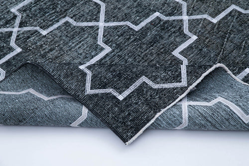 Geometric Carpet Gri Geometrik Pamuk Yün El Dokuma Halısı 145x382 Agacan