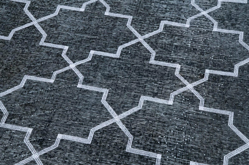 Geometric Carpet Gri Geometrik Pamuk Yün El Dokuma Halısı 145x382 Agacan