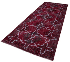 Geometric Carpet Kırmızı Geometrik Pamuk Yün El Dokuma Halısı 140x370 Agacan