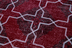 Geometric Carpet Kırmızı Geometrik Pamuk Yün El Dokuma Halısı 140x370 Agacan