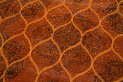 Geometric Carpet Turuncu Geometrik Pamuk Yün El Dokuma Halısı 148x392 Agacan