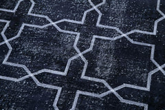 Geometric Carpet Siyah Geometrik Pamuk Yün El Dokuma Halısı 140x392 Agacan