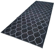 Geometric Carpet Gri Geometrik Pamuk Yün El Dokuma Halısı 143x399 Agacan