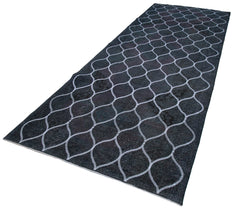Geometric Carpet Gri Geometrik Pamuk Yün El Dokuma Halısı 143x399 Agacan