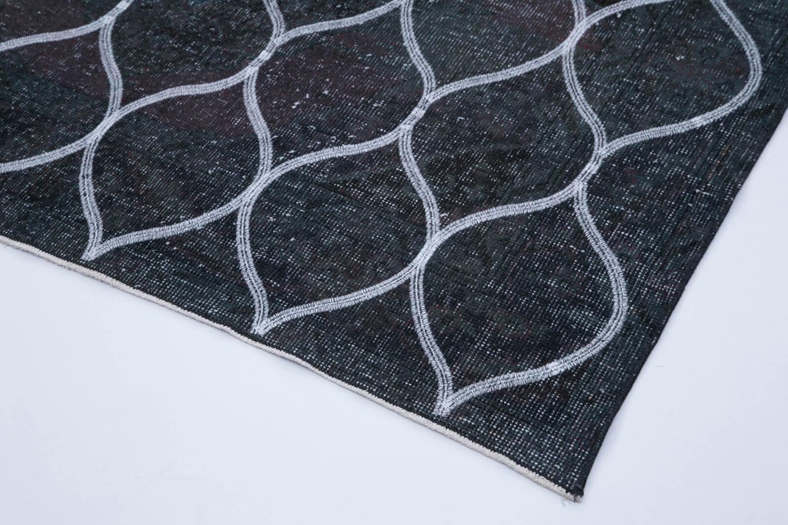 Geometric Carpet Gri Geometrik Pamuk Yün El Dokuma Halısı 143x399 Agacan