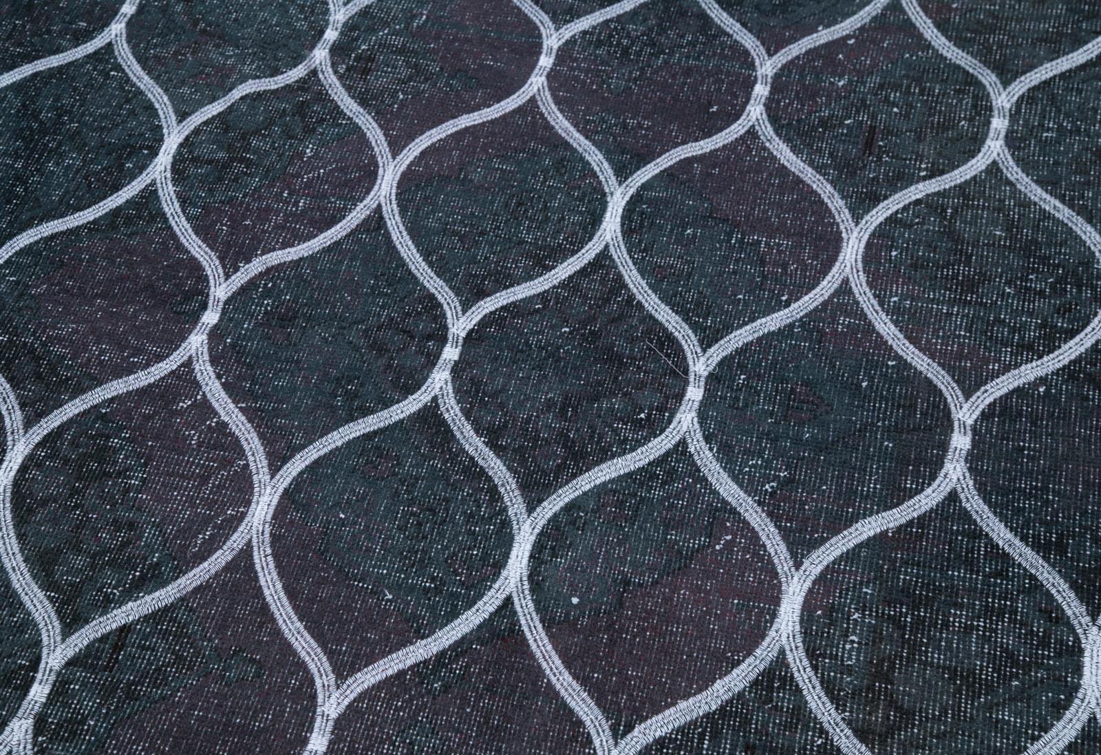 Geometric Carpet Gri Geometrik Pamuk Yün El Dokuma Halısı 143x399 Agacan