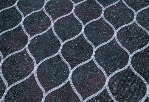 Geometric Carpet Gri Geometrik Pamuk Yün El Dokuma Halısı 143x399 Agacan