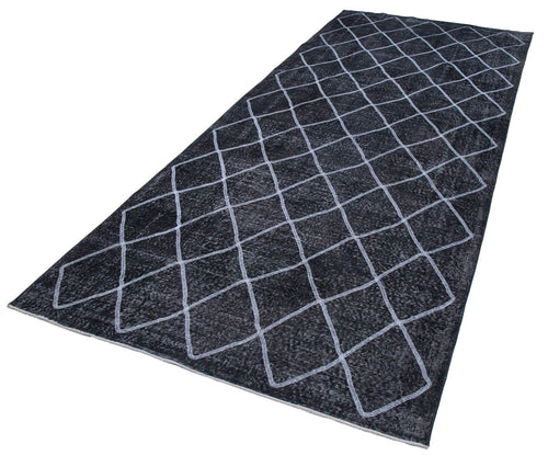 Geometric Carpet Gri Geometrik Pamuk Yün El Dokuma Halısı 147x370 Agacan