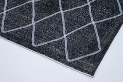 Geometric Carpet Gri Geometrik Pamuk Yün El Dokuma Halısı 147x370 Agacan