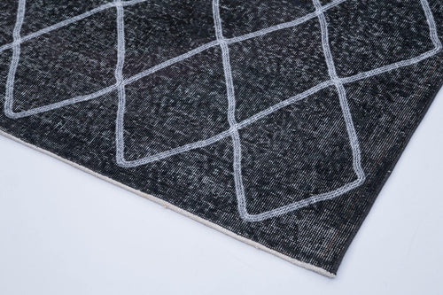 Geometric Carpet Gri Geometrik Pamuk Yün El Dokuma Halısı 147x370 Agacan