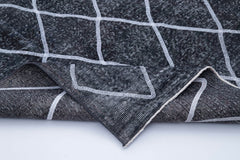 Geometric Carpet Gri Geometrik Pamuk Yün El Dokuma Halısı 147x370 Agacan