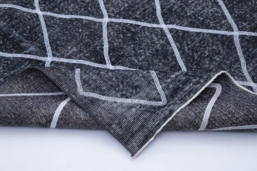 Geometric Carpet Gri Geometrik Pamuk Yün El Dokuma Halısı 147x370 Agacan