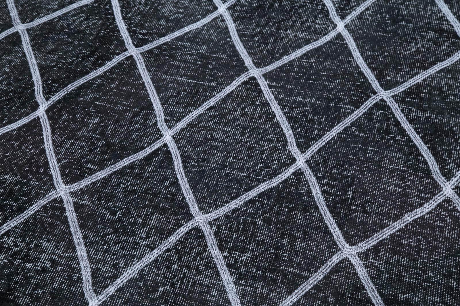 Geometric Carpet Gri Geometrik Pamuk Yün El Dokuma Halısı 147x370 Agacan