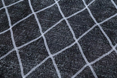 Geometric Carpet Gri Geometrik Pamuk Yün El Dokuma Halısı 147x370 Agacan