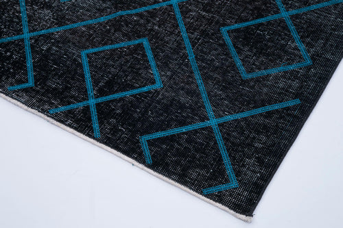 Geometric Carpet Siyah Geometrik Pamuk Yün El Dokuma Halısı 149x396 Agacan