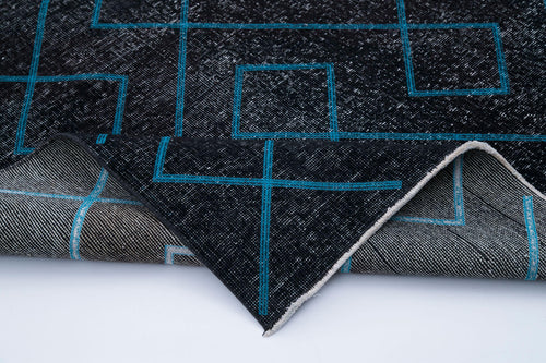 Geometric Carpet Siyah Geometrik Pamuk Yün El Dokuma Halısı 149x396 Agacan