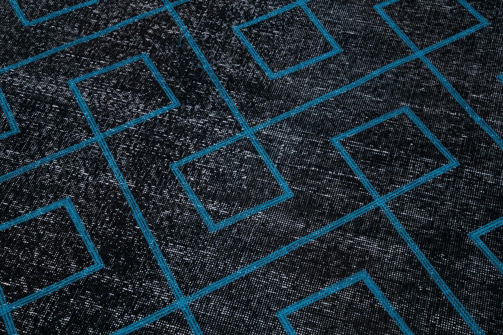 Geometric Carpet Siyah Geometrik Pamuk Yün El Dokuma Halısı 149x396 Agacan