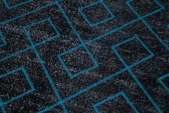 Geometric Carpet Siyah Geometrik Pamuk Yün El Dokuma Halısı 149x396 Agacan