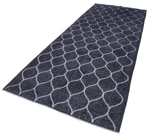 Geometric Carpet Gri Geometrik Pamuk Yün El Dokuma Halısı 147x387 Agacan