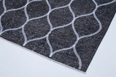 Geometric Carpet Gri Geometrik Pamuk Yün El Dokuma Halısı 147x387 Agacan