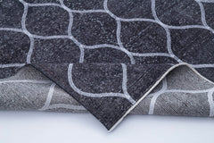 Geometric Carpet Gri Geometrik Pamuk Yün El Dokuma Halısı 147x387 Agacan