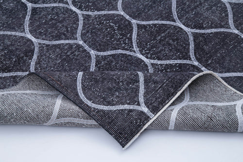 Geometric Carpet Gri Geometrik Pamuk Yün El Dokuma Halısı 147x387 Agacan