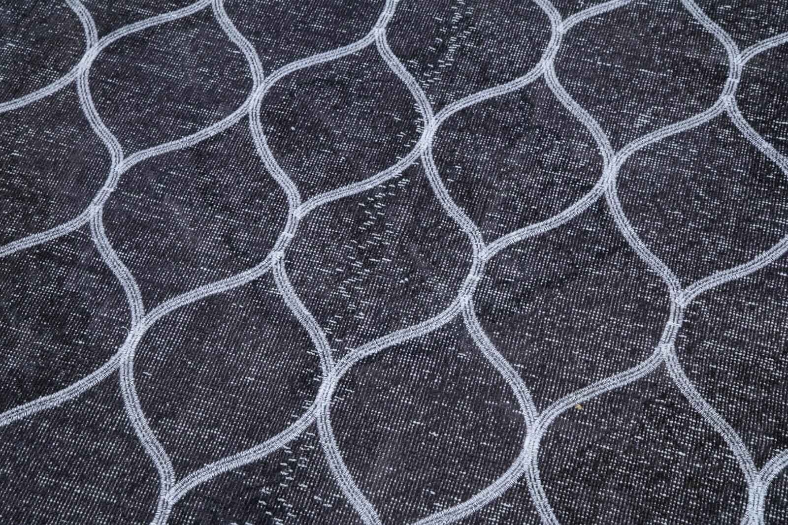 Geometric Carpet Gri Geometrik Pamuk Yün El Dokuma Halısı 147x387 Agacan