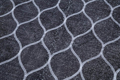 Geometric Carpet Gri Geometrik Pamuk Yün El Dokuma Halısı 147x387 Agacan