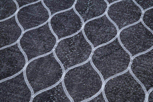 Geometric Carpet Gri Geometrik Pamuk Yün El Dokuma Halısı 147x387 Agacan