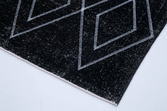 Geometric Carpet Siyah Geometrik Pamuk Yün El Dokuma Halısı 143x420 Agacan