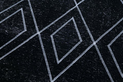 Geometric Carpet Siyah Geometrik Pamuk Yün El Dokuma Halısı 143x420 Agacan