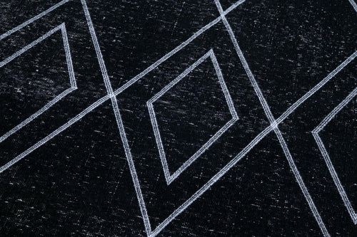 Geometric Carpet Siyah Geometrik Pamuk Yün El Dokuma Halısı 143x420 Agacan