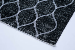 Geometric Carpet Siyah Geometrik Pamuk Yün El Dokuma Halısı 141x358 Agacan