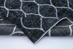 Geometric Carpet Siyah Geometrik Pamuk Yün El Dokuma Halısı 141x358 Agacan