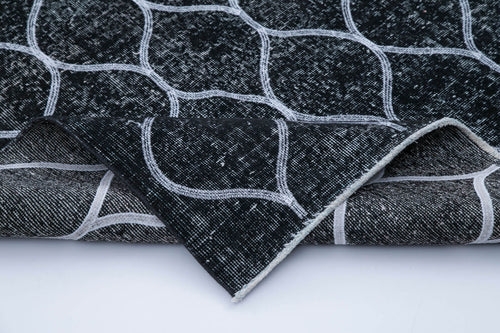 Geometric Carpet Siyah Geometrik Pamuk Yün El Dokuma Halısı 141x358 Agacan