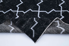 Geometric Carpet Siyah Geometrik Pamuk Yün El Dokuma Halısı 145x388 Agacan