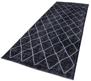 Geometric Carpet Siyah Geometrik Pamuk Yün El Dokuma Halısı 144x377 Agacan