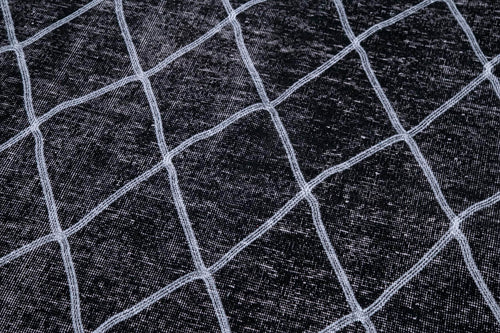 Geometric Carpet Siyah Geometrik Pamuk Yün El Dokuma Halısı 144x377 Agacan