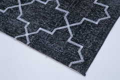 Geometric Carpet Gri Geometrik Pamuk Yün El Dokuma Halısı 142x416 Agacan