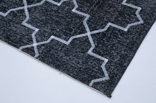 Geometric Carpet Gri Geometrik Pamuk Yün El Dokuma Halısı 142x416 Agacan