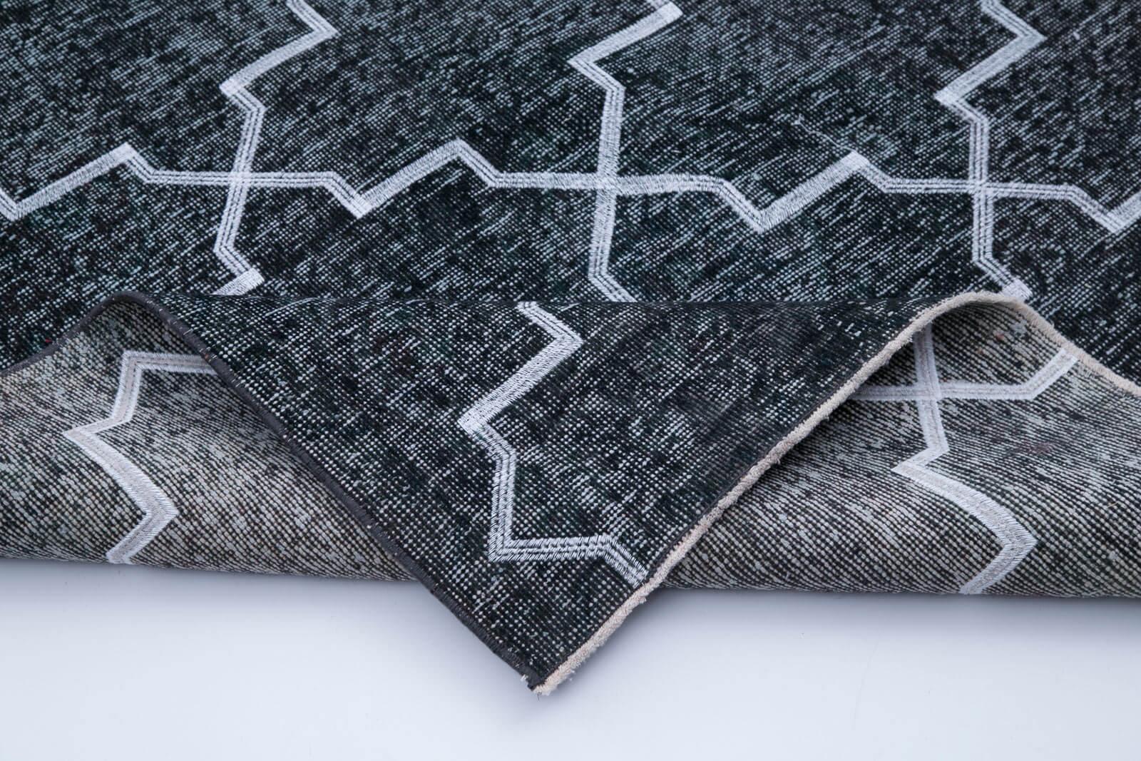 Geometric Carpet Gri Geometrik Pamuk Yün El Dokuma Halısı 142x416 Agacan