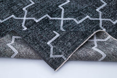 Geometric Carpet Gri Geometrik Pamuk Yün El Dokuma Halısı 142x416 Agacan