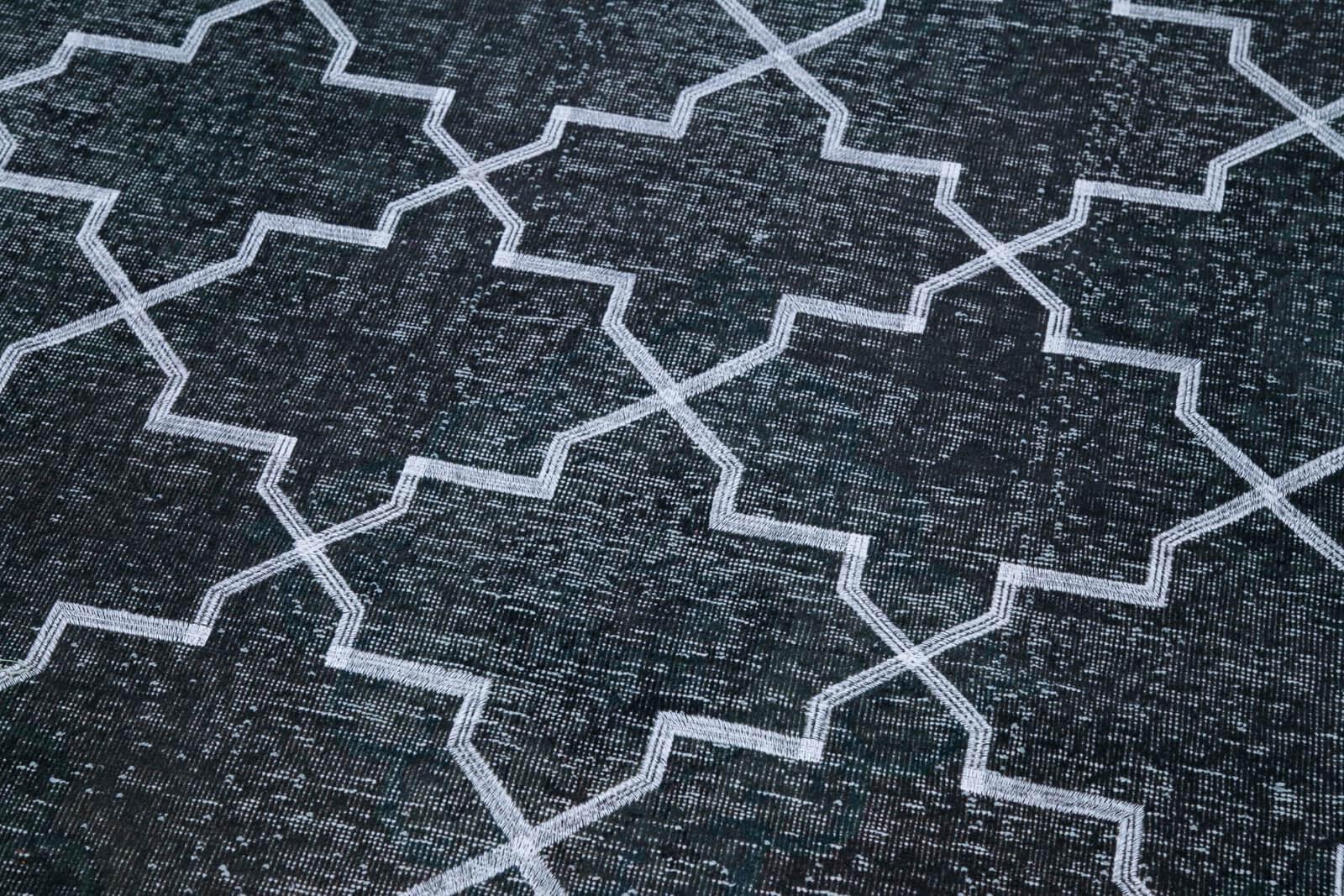 Geometric Carpet Gri Geometrik Pamuk Yün El Dokuma Halısı 142x416 Agacan