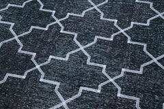 Geometric Carpet Gri Geometrik Pamuk Yün El Dokuma Halısı 142x416 Agacan