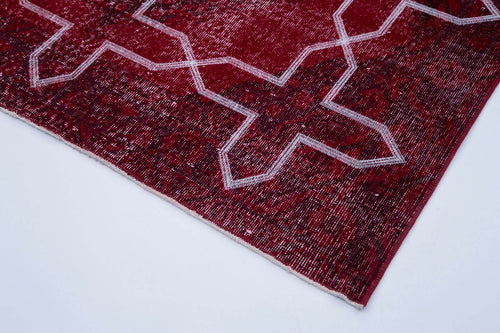 Geometric Carpet Kırmızı Geometrik Pamuk Yün El Dokuma Halısı 142x377 Agacan