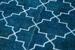 Geometric Carpet Turkuaz Geometrik Pamuk Yün El Dokuma Halısı 144x407 Agacan