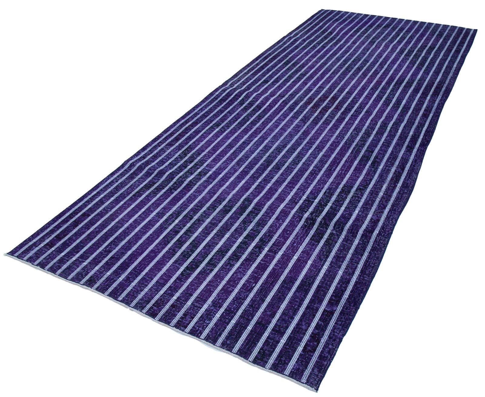 Geometric Carpet Mor Geometrik Pamuk Yün El Dokuma Halısı 146x372 Agacan