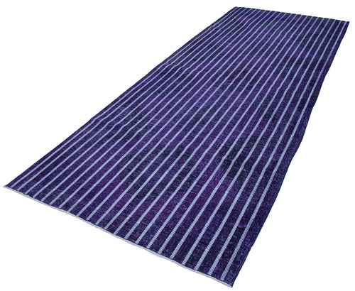 Geometric Carpet Mor Geometrik Pamuk Yün El Dokuma Halısı 146x372 Agacan